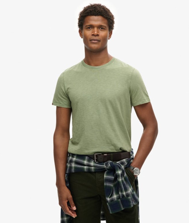 Superdry Men’s Men’s Crew Neck Slub Short Sleeved shirt Green Sea Spray Green