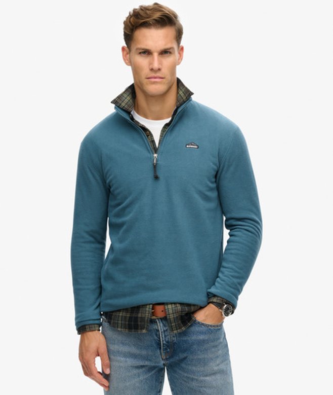 Superdry Men’s Polar Fleece Half Zip Blue Superdry Men’s Polar Fleece Half Zip Blue