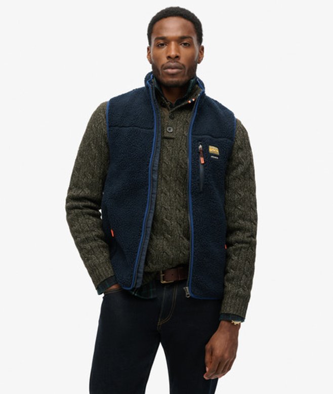 Superdry Men’s Outdoor Fleece Gilet Navy Superdry Men’s Outdoor Fleece Gilet Navy