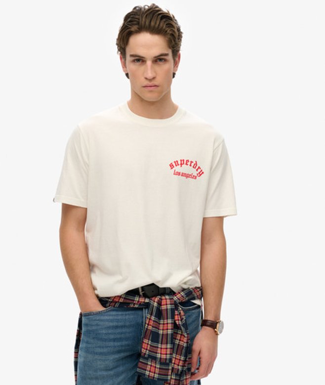Superdry Men’s Neo Trad Tattoo Loose shirt White Superdry Men’s Neo Trad Tattoo Loose shirt White