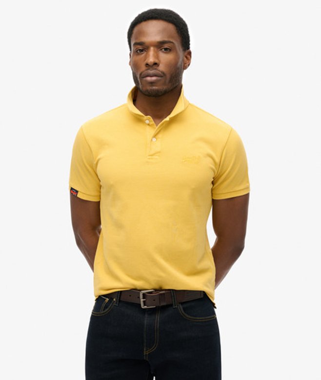 Superdry Men’s Vintage Destroy Polo Shirt Yellow Superdry Men’s Vintage Destroy Polo Shirt Yellow