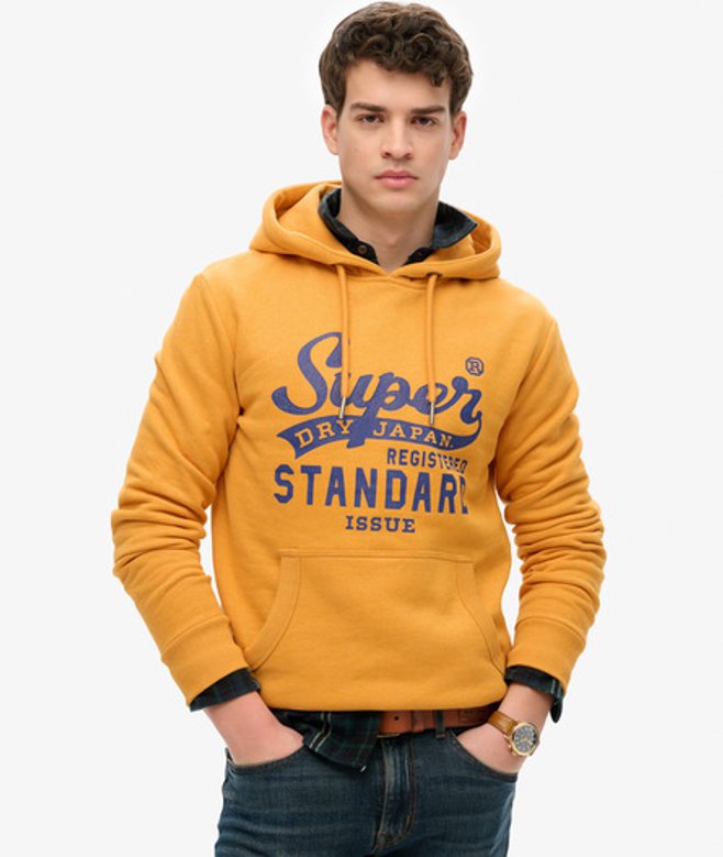 Superdry Men’s Standard Script Hoodie Yellow Superdry Men’s Standard Script Hoodie Yellow