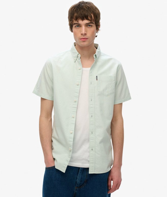 Superdry Men’s Oxford Short Sleeve Shirt Green Superdry Men’s Oxford Short Sleeve Shirt Green