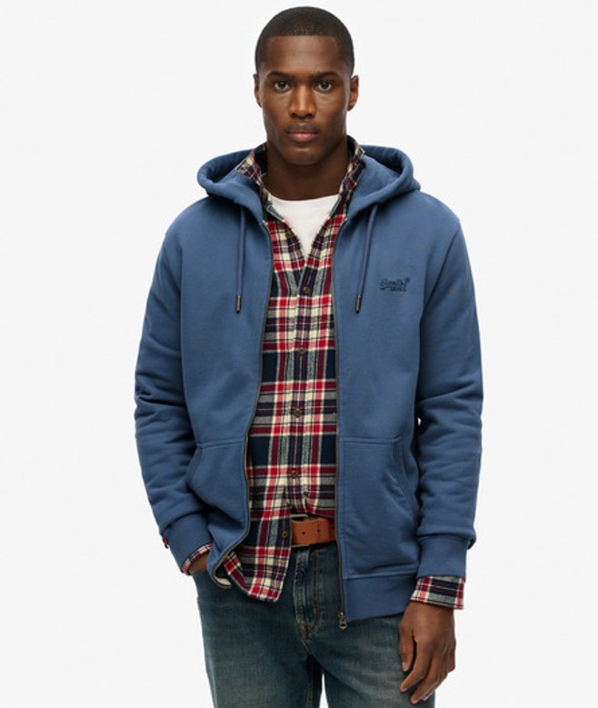 Superdry Men’s Essential Logo Zip Hoodie Blue Superdry Men’s Essential Logo Zip Hoodie Blue