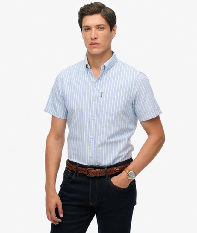 Superdry Men’s Oxford Short Sleeve Shirt Blue Superdry Men’s Oxford Short Sleeve Shirt Blue