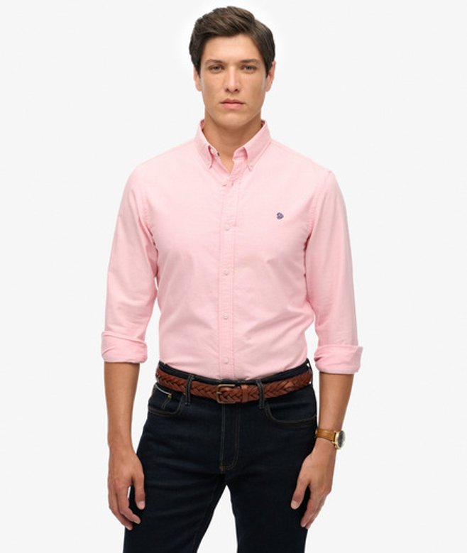 Superdry Men’s Classic Oxford Long Sleeve Shirt Pink Superdry Men’s Classic Oxford Long Sleeve Shirt Pink