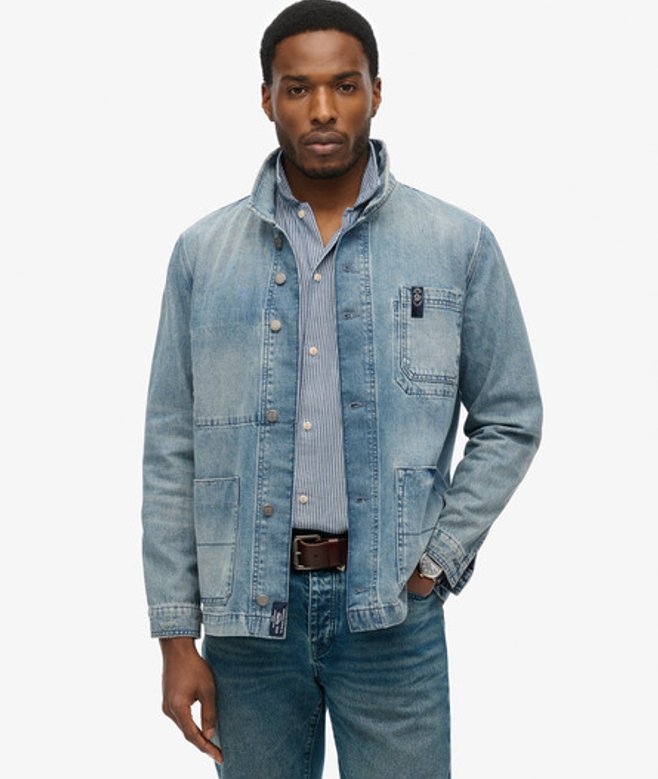 Superdry Men’s The Merchant Store – Denim Workwear Jacket Light Blue