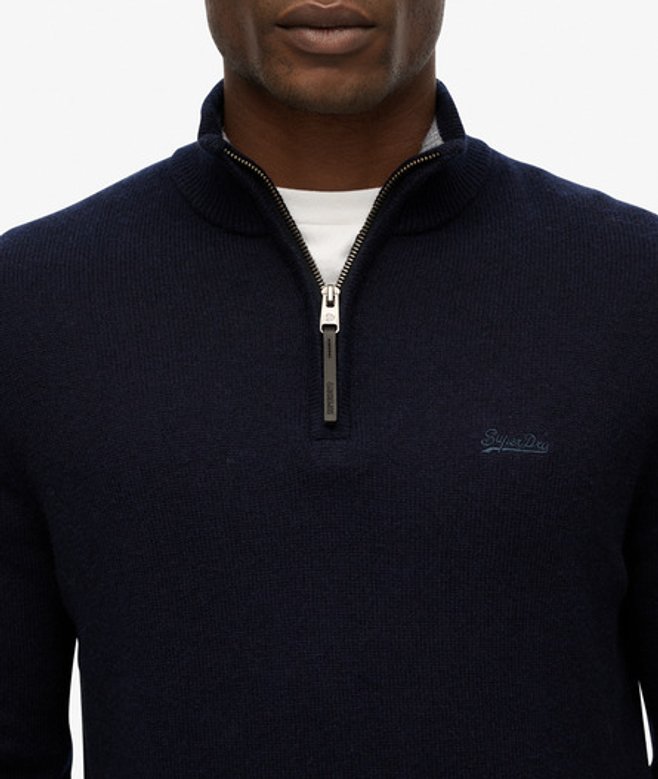 Superdry Men’s Wool Blend Half Zip Jumper Navy Superdry Men’s Wool Blend Half Zip Jumper Navy