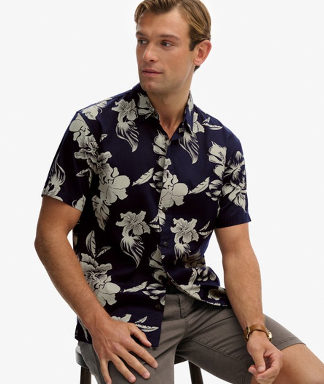 Superdry Men’s Hawaiian Printed Shirt Navy Superdry Men’s Hawaiian Printed Shirt Navy