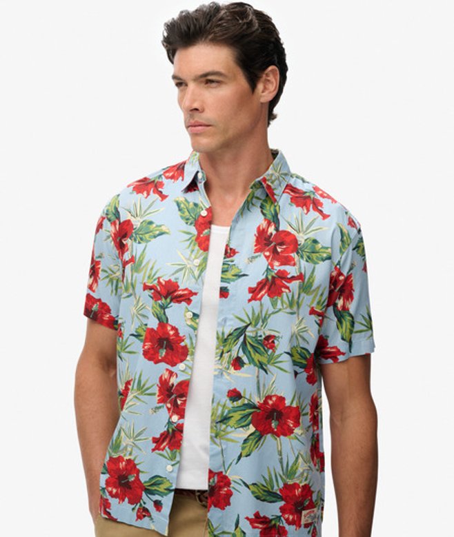 Superdry Men’s Hawaiian Printed Shirt Blue Superdry Men’s Hawaiian Printed Shirt Blue