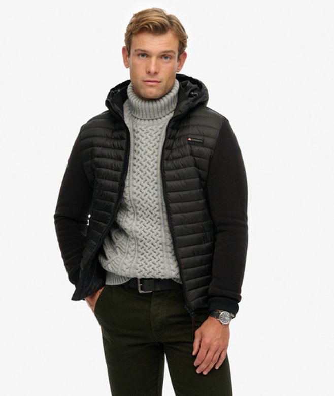 Superdry Men’s Hooded Storm Fleece Hybrid Jacket Black Superdry Men’s Hooded Storm Fleece Hybrid Jacket Black