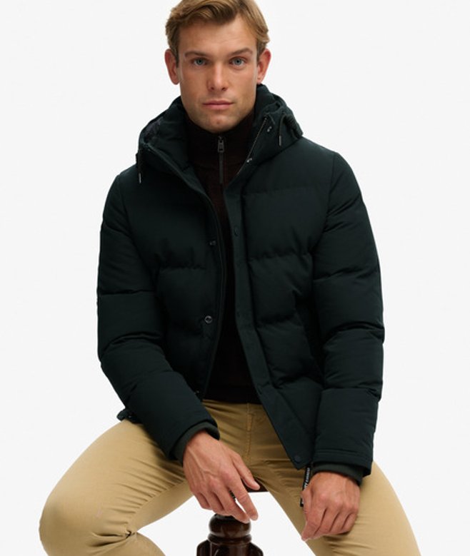 Superdry Men’s Everest Short Hooded Puffer Jacket Green Superdry Men’s Everest Short Hooded Puffer Jacket Green