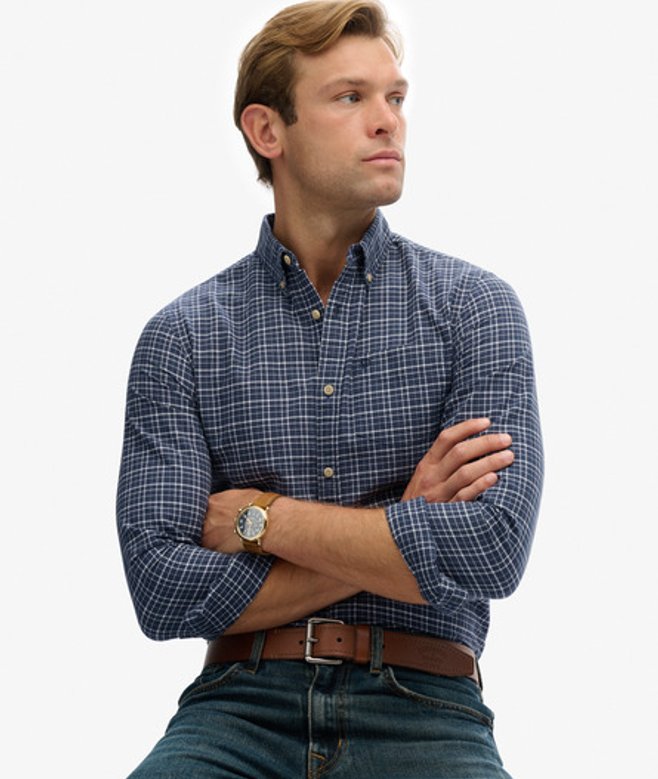 Superdry Men’s Premium Check Oxford Shirt Navy Superdry Men’s Premium Check Oxford Shirt Navy