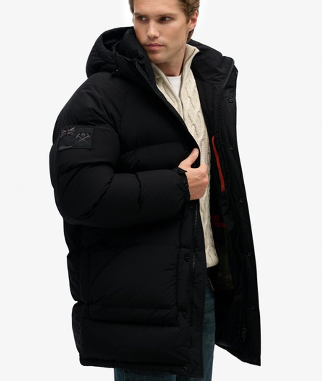 Superdry Men’s Xpd Longline Baffle Parka Jacket Black Superdry Men’s Xpd Longline Baffle Parka Jacket Black
