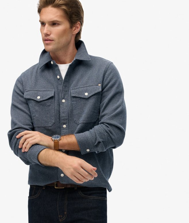 Superdry Men’s The Merchant Store – Heavy Flannel Shirt Blue Superdry Men’s The Merchant Store – Heavy Flannel Shirt Blue