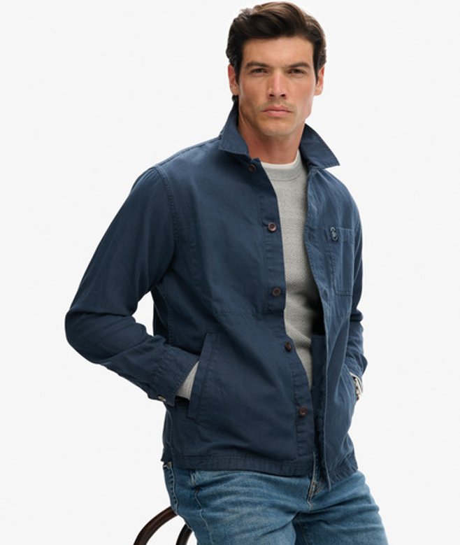 Superdry Men’s The Merchant Store- Linen-blend Overshirt Navy Superdry Men’s The Merchant Store- Linen-blend Overshirt Navy