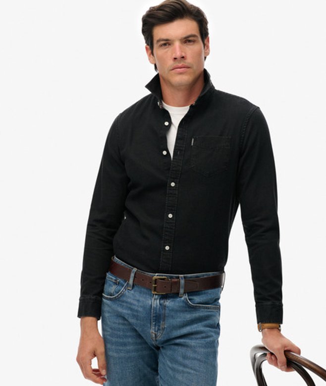 Superdry Men’s Essential Long Sleeve Denim Shirt Black Superdry Men’s Essential Long Sleeve Denim Shirt Black