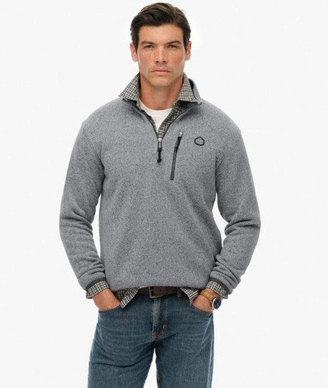 Superdry Men’s Storm Fleece Half Zip Jumper Grey Superdry Men’s Storm Fleece Half Zip Jumper Grey