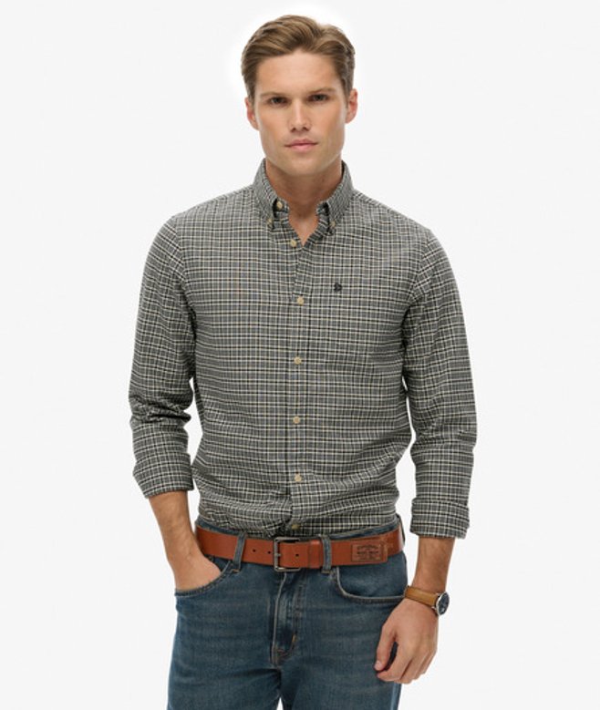 Superdry Men’s Premium Check Oxford Shirt Grey Superdry Men’s Premium Check Oxford Shirt Grey