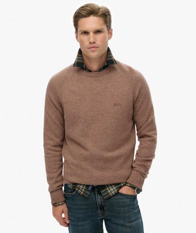 Superdry Men’s Wool Blend Jumper Brown Superdry Men’s Wool Blend Jumper Brown