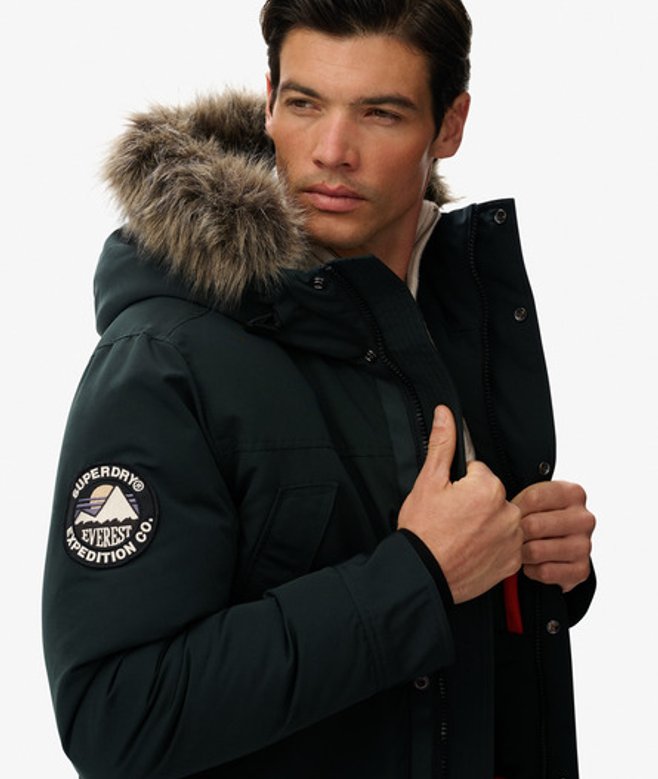 Superdry Men’s Everest Faux Fur Parka Jacket Green Superdry Men’s Everest Faux Fur Parka Jacket Green