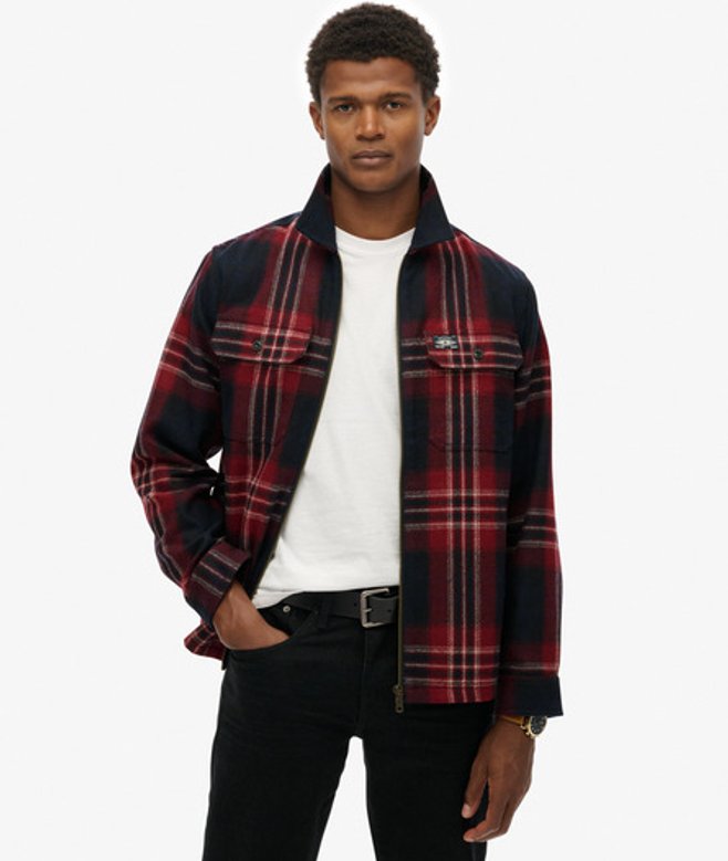 Superdry Men’s Wool Blend Miller Zip Overshirt Navy Superdry Men’s Wool Blend Miller Zip Overshirt Navy