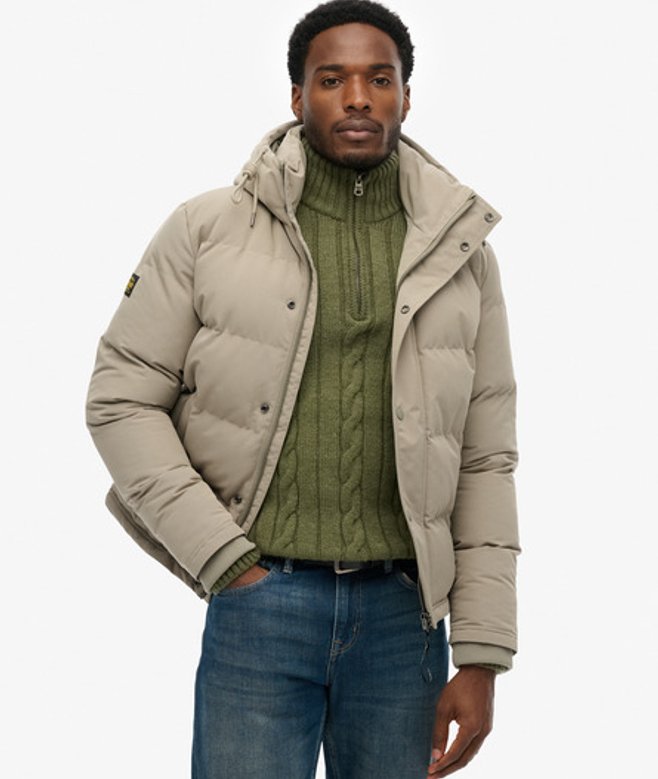 Superdry Men’s Everest Short Hooded Puffer Jacket Dark Grey Superdry Men’s Everest Short Hooded Puffer Jacket Dark Grey