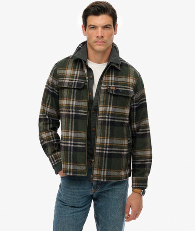 Superdry Men’s Wool Blend Miller Zip Overshirt Green Superdry Men’s Wool Blend Miller Zip Overshirt Green