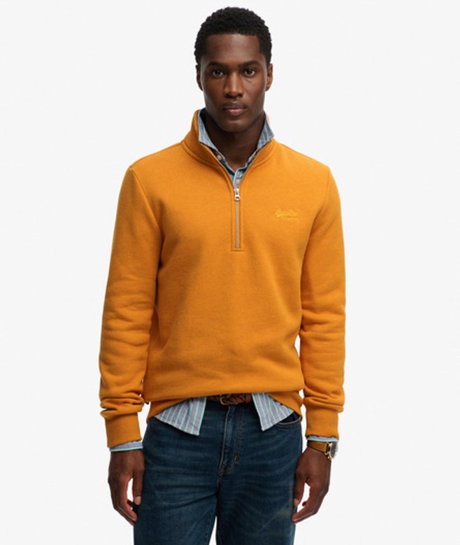 Superdry Men’s Vintage Logo Embroidered Half Zip Sweatshirt Yellow