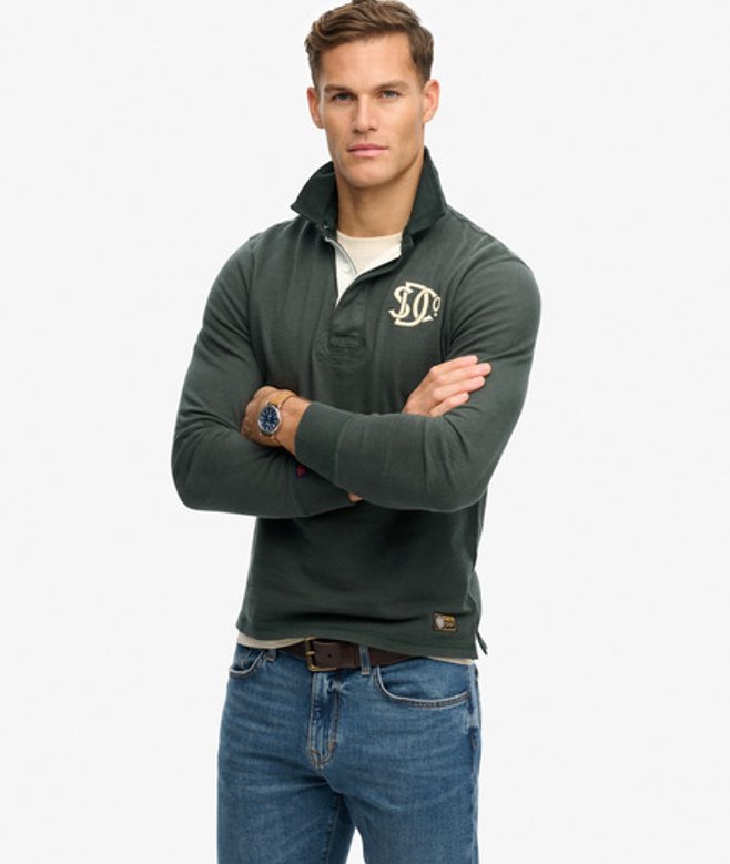 Superdry Men’s Vintage Athletic Rugby Shirt Green