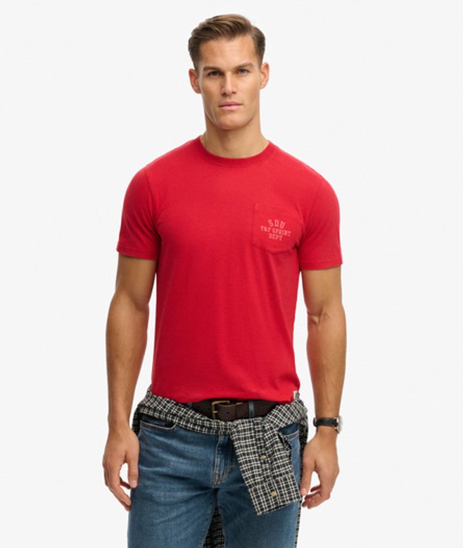 Superdry Men’s Vintage Prep Relaxed Pocket shirt Red Superdry Men’s Vintage Prep Relaxed Pocket shirt Red