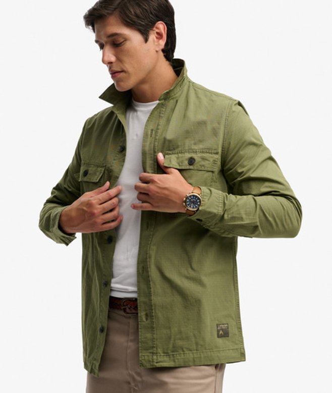 Superdry Men’s Military Long Sleeve Shirt Khaki Superdry Men’s Military Long Sleeve Shirt Khaki