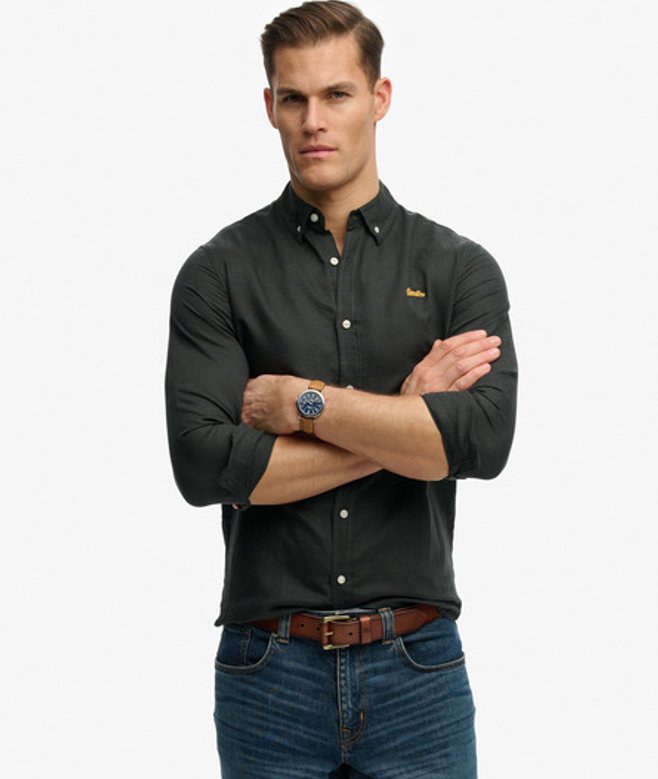 Superdry Men’s Cotton Linen Long Sleeve Shirt Dark Grey Superdry Men’s Cotton Linen Long Sleeve Shirt Dark Grey