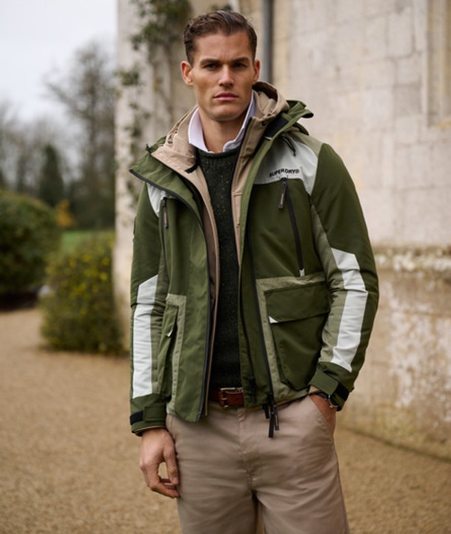 Superdry Men’s Hooded Colour Block Windbreaker Jacket Green Superdry Men’s Hooded Colour Block Windbreaker Jacket Green