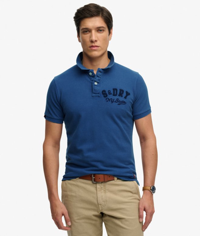 Superdry Men’s Vintage Athletic Polo Shirt Blue Superdry Men’s Vintage Athletic Polo Shirt Blue
