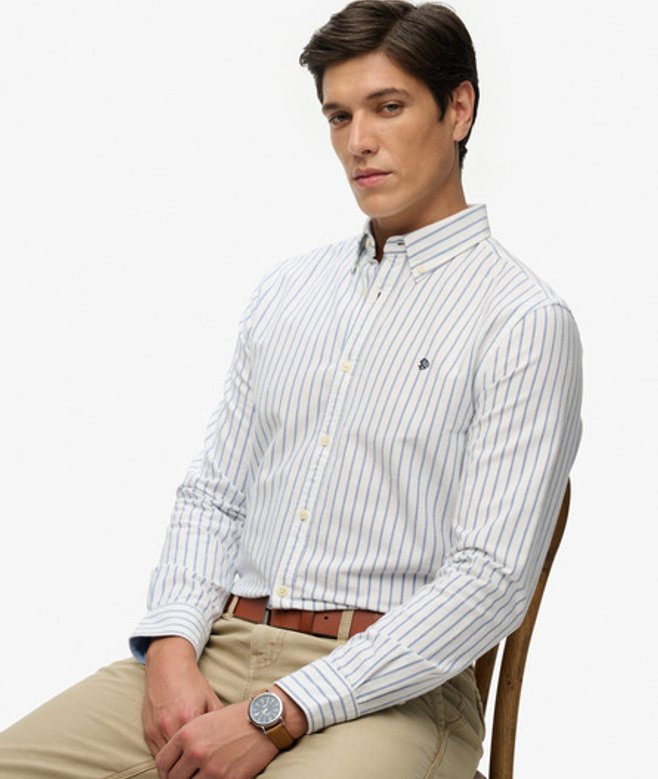 Superdry Men’s Preppy Oxford Long Sleeve Shirt Blue Superdry Men’s Preppy Oxford Long Sleeve Shirt Blue