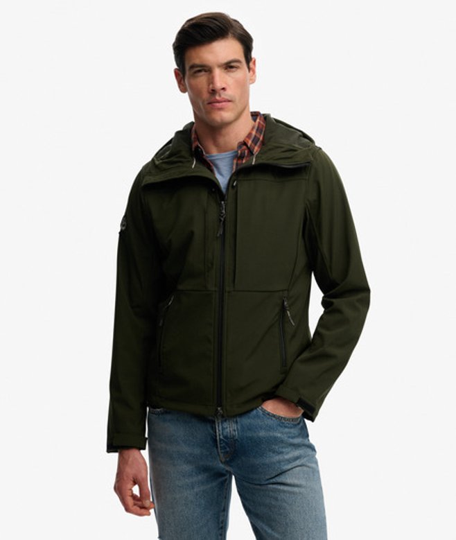 Superdry Men’s Hooded Softshell Trekker Jacket Green Superdry Men’s Hooded Softshell Trekker Jacket Green