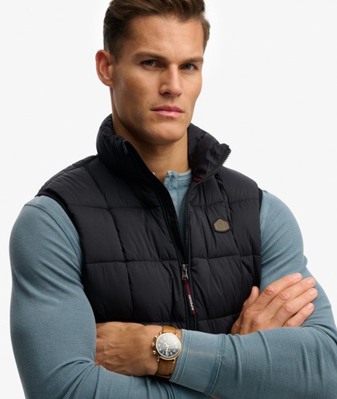 Superdry Men’s Box Quilt Fuji Lite Gilet Black Superdry Men’s Box Quilt Fuji Lite Gilet Black