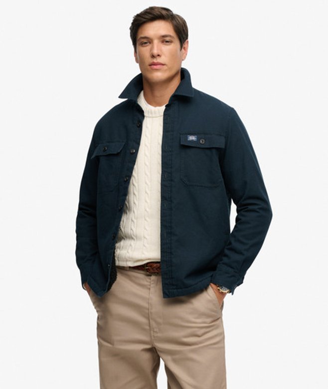 Superdry Men’s Vintage Borg Lined Miller Overshirt Navy Superdry Men’s Vintage Borg Lined Miller Overshirt Navy