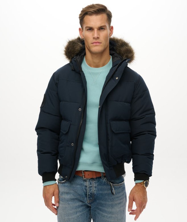 Superdry Men’s Everest Hooded Puffer Bomber Jacket Navy
