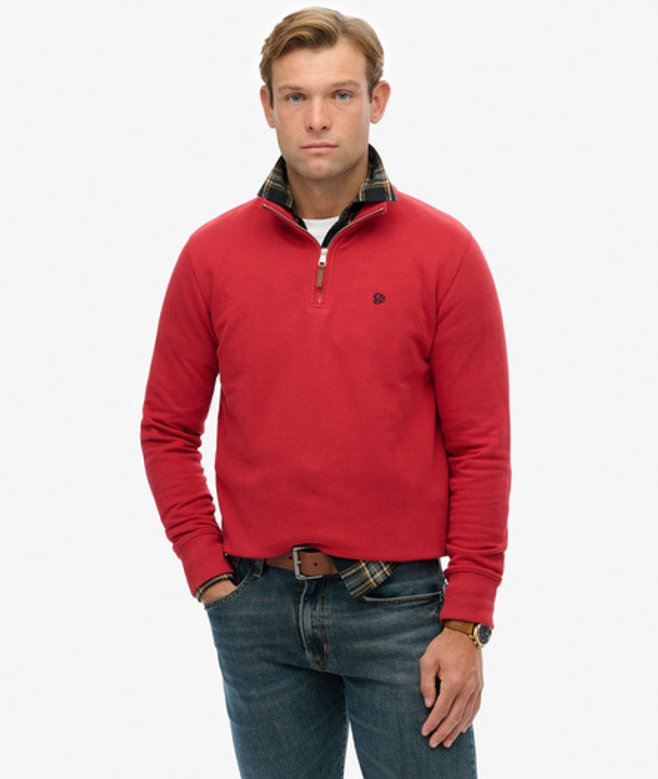 Superdry Men’s Preppy Half Zip Jumper Red Superdry Men’s Preppy Half Zip Jumper Red