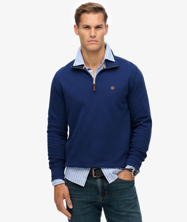 Superdry Men’s Preppy Half Zip Jumper Navy Superdry Men’s Preppy Half Zip Jumper Navy