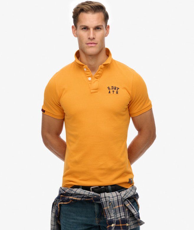 Superdry Men’s Vintage Athletic Embroidered Polo Shirt Gold Superdry Men’s Vintage Athletic Embroidered Polo Shirt Gold