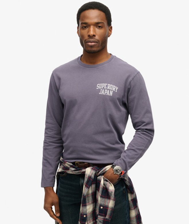 Superdry Men’s Athletic Essentials Long Sleeve Top Purple Superdry Men’s Athletic Essentials Long Sleeve Top Purple