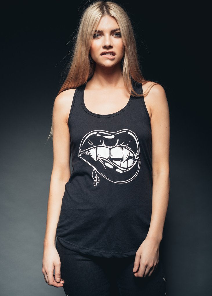Love Bites Vampire Lips Tank Top – Black Love Bites Vampire Lips Tank Top – Black