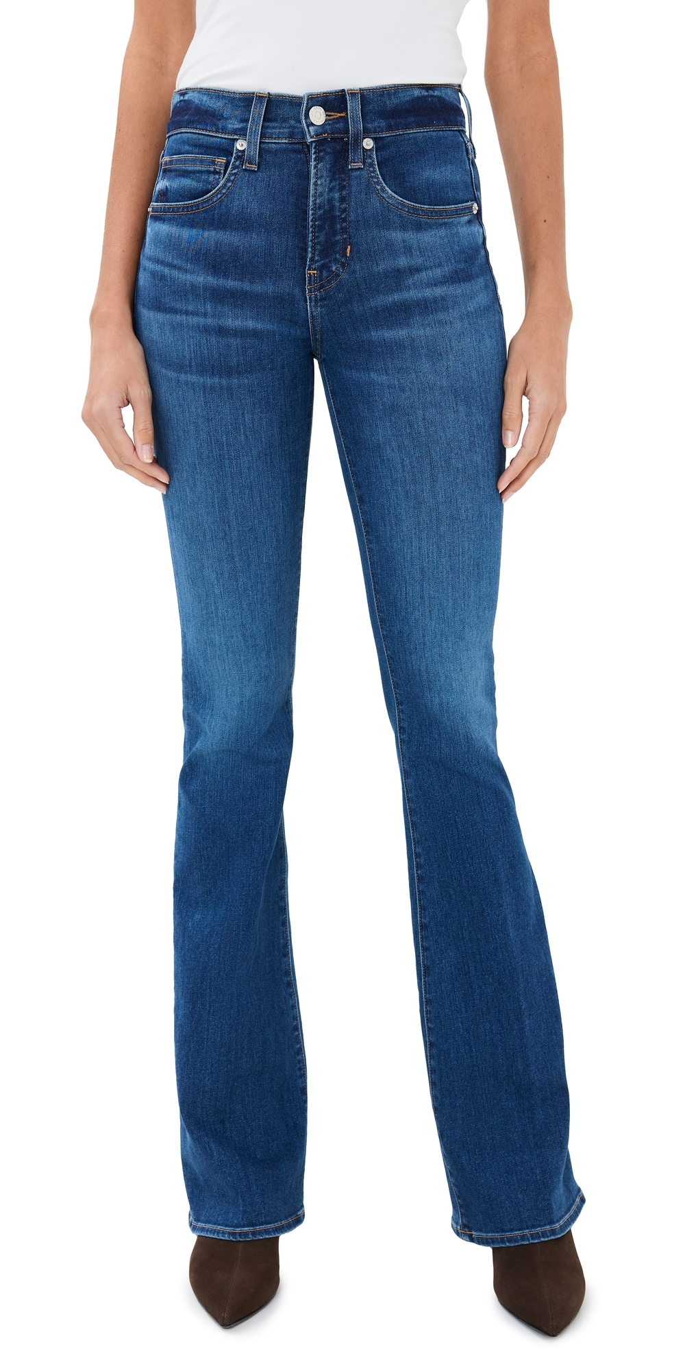 Veronica Beard Jean Beverly High Rise Skinny Flare Jeans Bright Blue