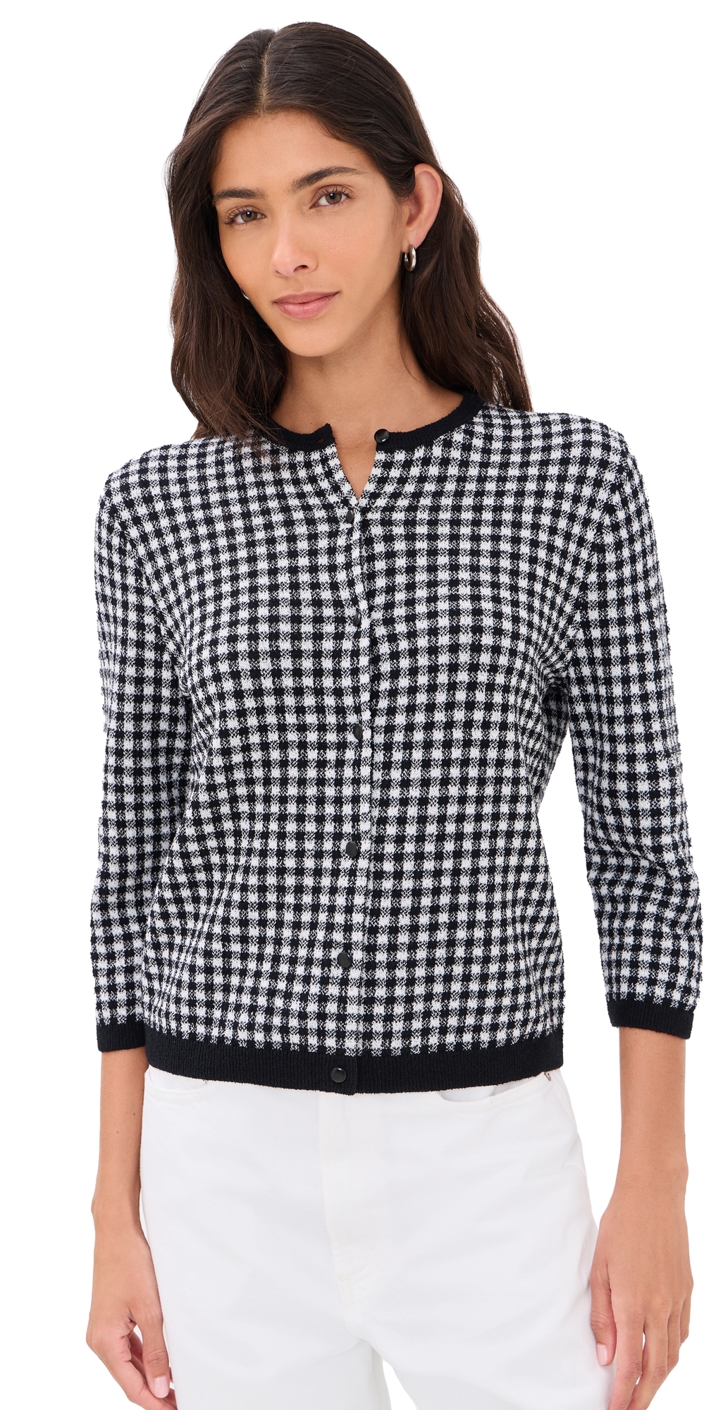 Vince Gingham Cardigan BlackOff White Vince Gingham Cardigan BlackOff White