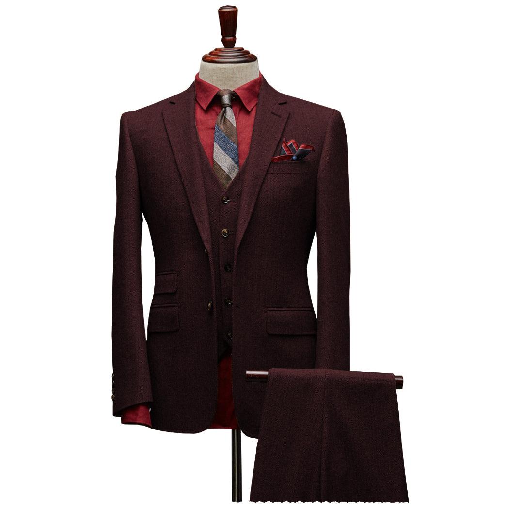 Menseventwear Vintage Classical Pieces Mens Suit Herringbone Tweed Notch Lapel Tuxedos Blazer+vest+Pants Menseventwear Vintage Classical Pieces Mens Suit Herringbone Tweed Notch Lapel Tuxedos Blazer+vest+Pants