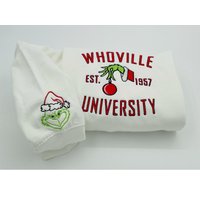 Christmas Sweatshirt, Whoville University Embroidered Sweatshirt, Christmas Embroidery Sweatshirt Christmas Sweatshirt, Whoville University Embroidered Sweatshirt, Christmas Embroidery Sweatshirt