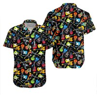 Bass Guitar d Printed Hawaiian Shirt Bass Guitar d Printed Hawaiian Shirt